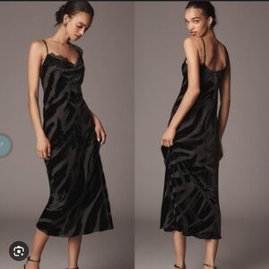 Anthropologie Cowl Neck Mask Slip Dress Velvet EUC Xxs